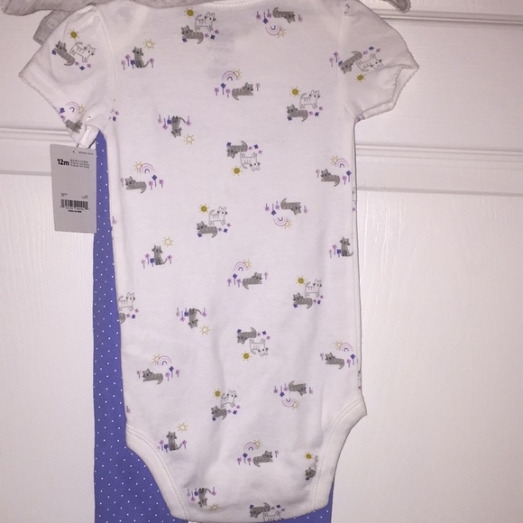 Child Of Mine Baby Girls 3 Pce Outfit Cat Motif Size 12M New - Picture 5 of 11